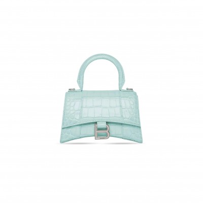 BALENCIAGA WOMEN'S HOURGLASS HANDBAG XS IN LAKE BLUE 5928331LR6Y3914 (18.8*13*7.9cm)